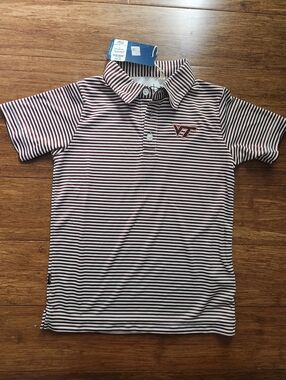 NWT Virginia Tech Boys Kids Striped Polo Shirt with VT Logo Youth, 5T